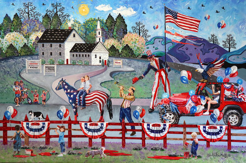 Hometown 4th Of July Parade di Julie Pace Hoff, Pittura in vendita su Singulart