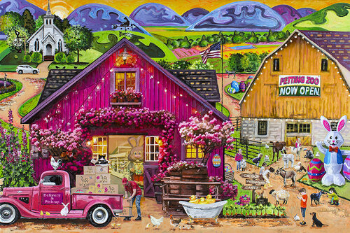 Easter's Petting Zoo par Julie Pace Hoff, Peinture en vente sur Singulart