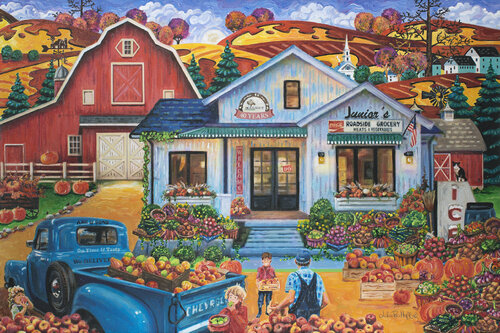 Junior's Farmer's Market de Julie Pace Hoff, Pintura a la venta en Singulart