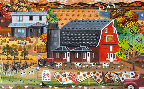 Fall Quilt Sale At The Barn von Julie Pace Hoff, Malerei kaufen auf Singulart