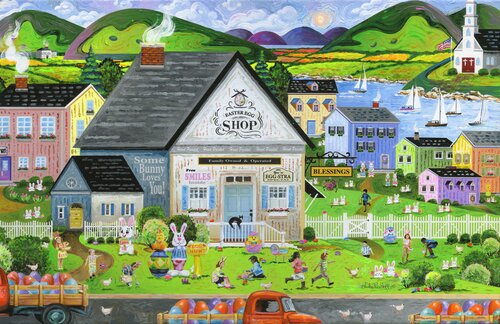 Easter Egg Shop von Julie Pace Hoff, Malerei kaufen auf Singulart