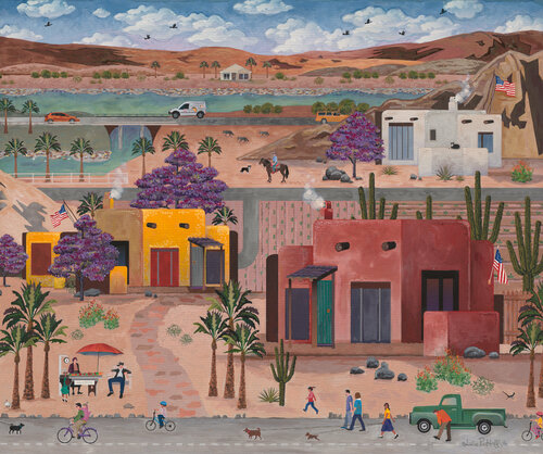 Southwest Adobe Neighborhood di Julie Pace Hoff, Pittura in vendita su Singulart