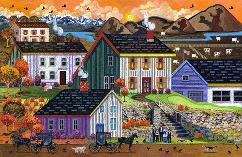 Country Saltbox Houses par Julie Pace Hoff, Peinture en vente sur Singulart