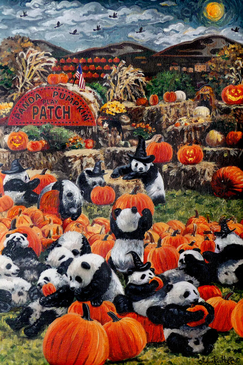 Halloween Pandas In Pumpkin Patch Julie Pace Hoff