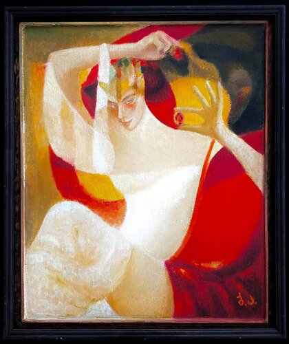 Lady with red stone van Besik Arbolishvili, Schilderij te koop op Singulart