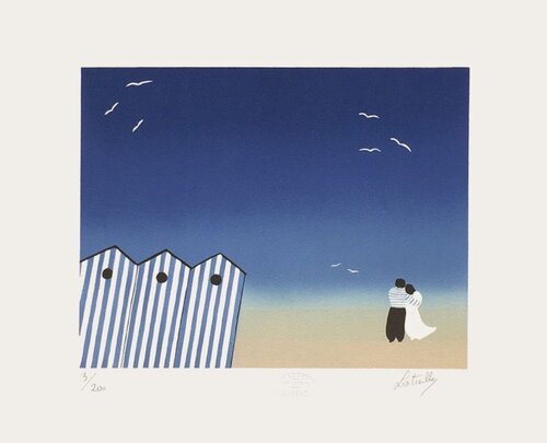 Amoureux sur la plage by Francis Latreille, Print for Sale on Singulart