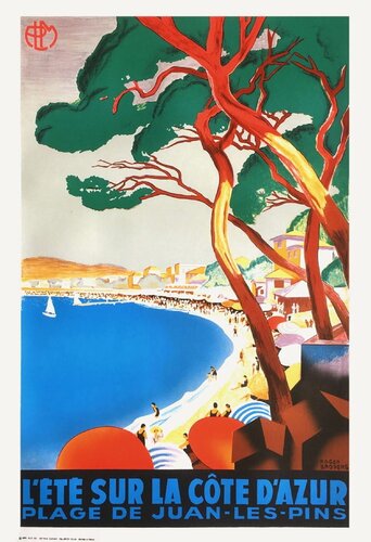 L'été sur la Côte d'Azur - Juan les Pins von Roger Broders, Druck kaufen auf Singulart