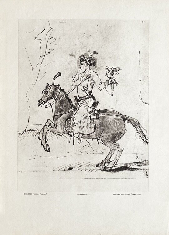 Persian Horseman - Rembrandt drawing VERVE Revue