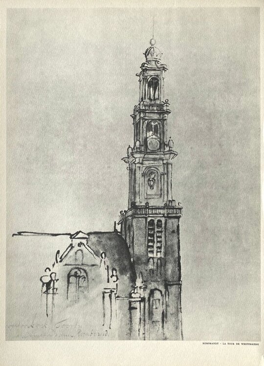 Westerkerk Tower in Amsterdam after a drawing by Rembrandt VERVE Revue