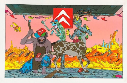 Les Chevrons voient rouge - Silvio Cadello by COLLECTIF - CITROEN, Print for Sale on Singulart