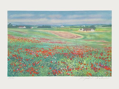 La grande plaine aux coquelicots von Kiyoshi Ishii, Druck kaufen auf Singulart