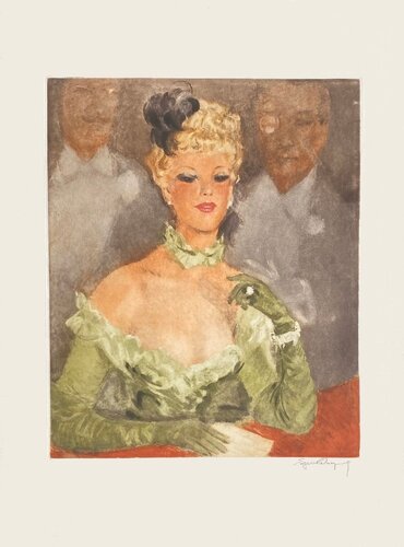 Elégante au théâtre von Eugène Leliepvre, Druck kaufen auf Singulart