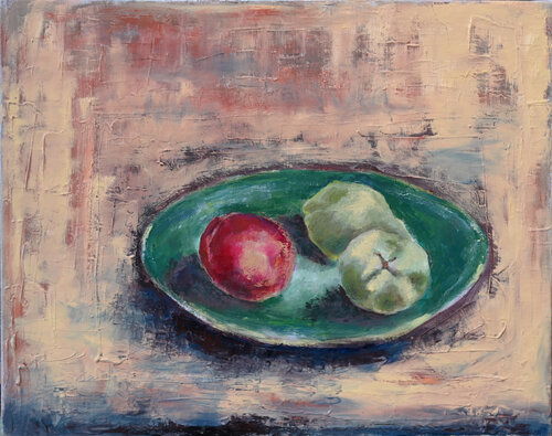 Still life with green bowl von Elena Zapassky, Malerei kaufen auf Singulart