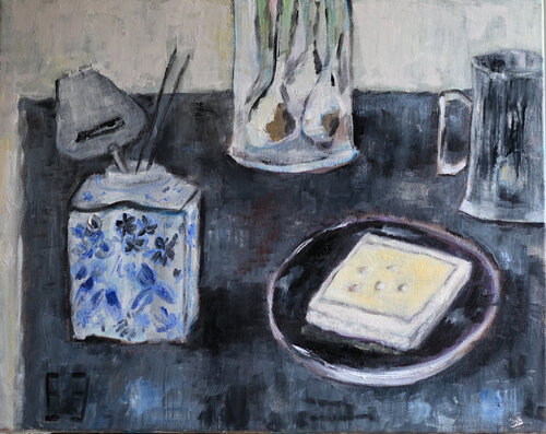 Still life with tulip bulbs von Elena Zapassky, Malerei kaufen auf Singulart