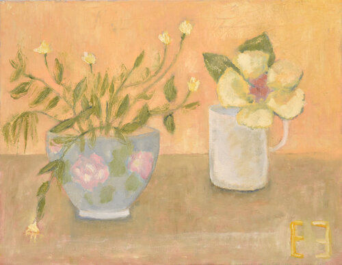 Still life with yellow hibiscus von Elena Zapassky, Malerei kaufen auf Singulart