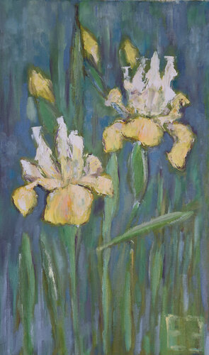 Yellow irises von Elena Zapassky, Malerei kaufen auf Singulart