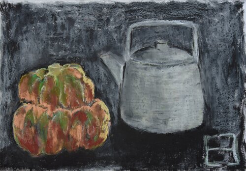 Pumpkin and teapot van Elena Zapassky, Werk op papier te koop op Singulart