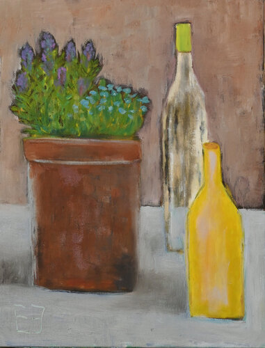 Still life with lavender pot van Elena Zapassky, Schilderij te koop op Singulart