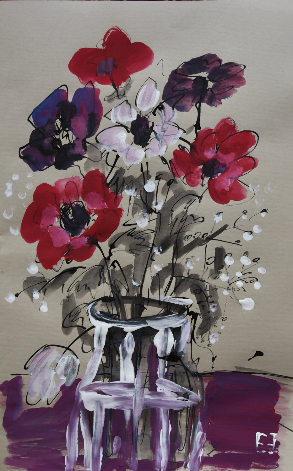 A bouquet from a local shop Elena Zapassky Werk auf Papier zu verkaufen