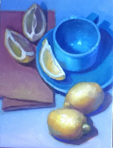 Blue and Yellow still life by Eunyoung Yun, Painting for Sale on Singulart