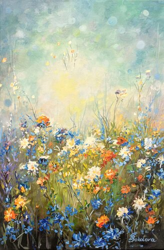 GLADE OF BLUE FLOWERS von Svetlana Sokolova, Malerei kaufen auf Singulart