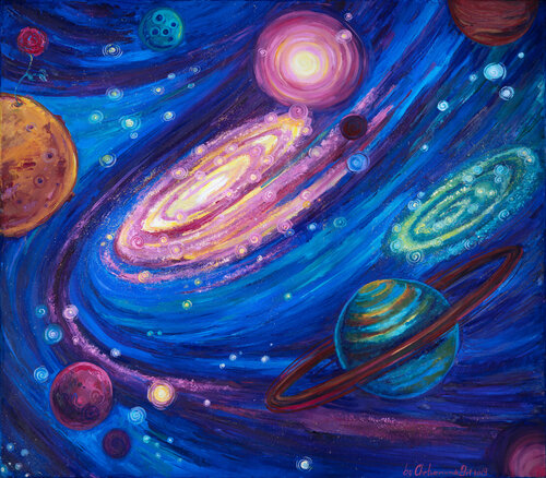 Dream, Planet, Flower. di Oksana Chetverikova, Pittura in vendita su Singulart