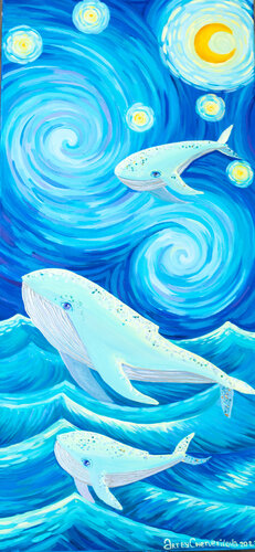 Whales van Oksana Chetverikova, Schilderij te koop op Singulart