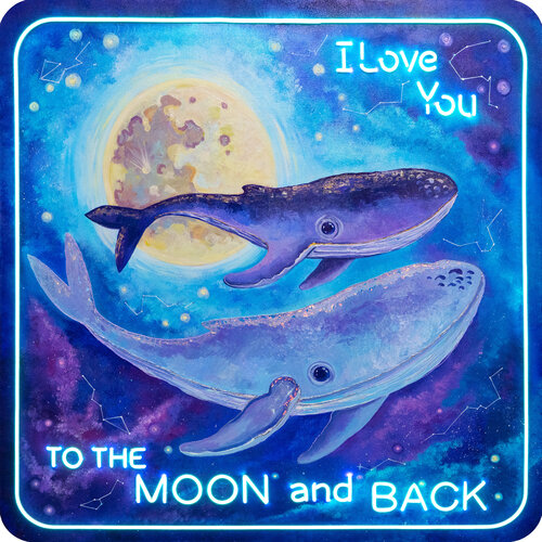 I love you to the moon and back par Oksana Chetverikova, Peinture en vente sur Singulart