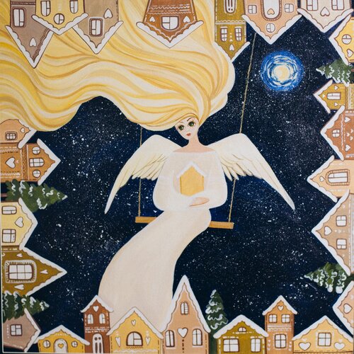 A winter fairytale embroidered with the threads of her presence par Oksana Chetverikova, Peinture en vente sur Singulart