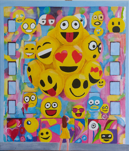 Behind the smiles ! von Mieke Van Cauter, Malerei kaufen auf Singulart