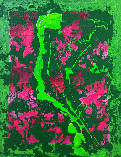 Abstract #7 Fluorescent Whispers von Mieke Van Cauter, Malerei kaufen auf Singulart