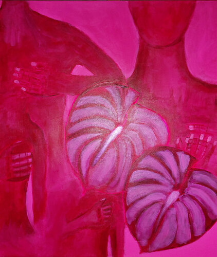 Embrace to Heal & Bloom in Resilience van Mieke Van Cauter, Schilderij te koop op Singulart