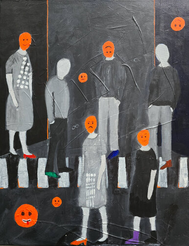 Dark Figures in Motion van Mieke Van Cauter, Schilderij te koop op Singulart