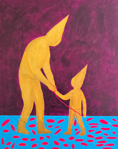 A Spark of Light Between Their Hands van Mieke Van Cauter, Schilderij te koop op Singulart