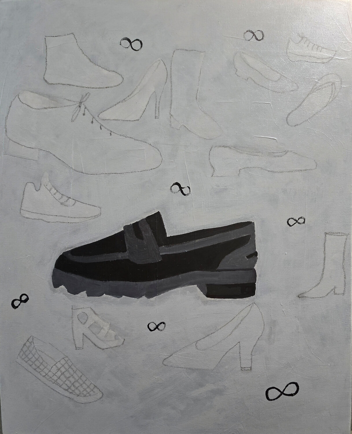 The Black Shoe.   The beginning of connection Mieke Van Cauter Originalgemälde zu verkaufen