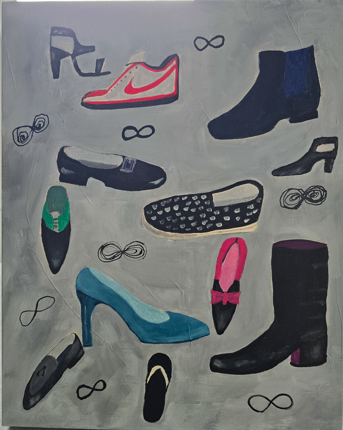 The Colored Shoes – The Many Ways We Walk Mieke Van Cauter Originalgemälde zu verkaufen