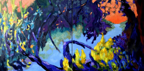 Au Sable River (Diptych) von Birgit Huttemann-Holz, Malerei kaufen auf Singulart