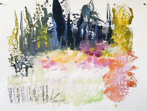 Landschaft I/ Landscape I van Birgit Huttemann-Holz, Werk op papier te koop op Singulart