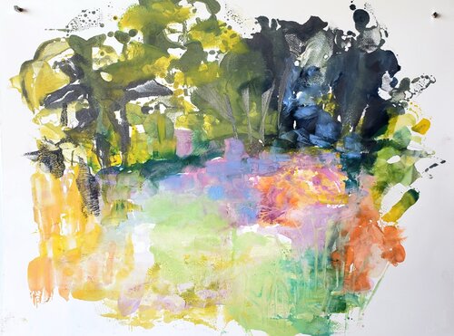 Landschaft II/ Landscape II van Birgit Huttemann-Holz, Werk op papier te koop op Singulart