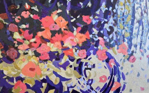 Honey and Vows in Sapphire Blue von Birgit Huttemann-Holz, Malerei kaufen auf Singulart