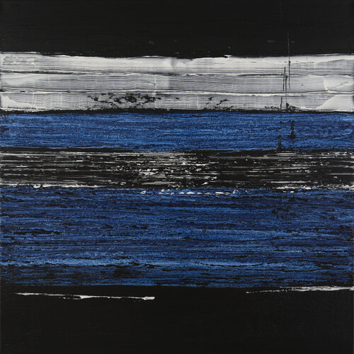 Black and White with Prussian Blue no. 2143 van Klara Gunnlaugsdottir, Schilderij te koop op Singulart