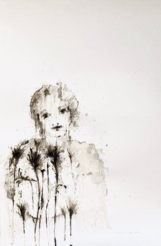 Gardienne de la nature  (blanc), 2023 by Hanna Sidorowicz, 소묘 for Sale on Singulart