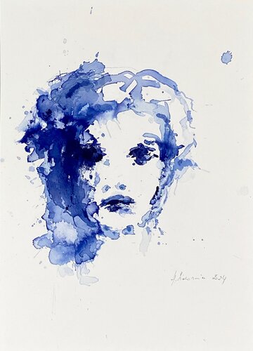 PORTRAIT BLEU , 2024 par Hanna Sidorowicz, Dessin en vente sur Singulart