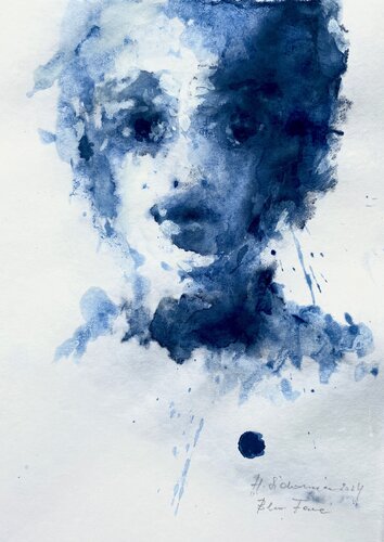 PORTRAIT BLEU , 2024 von Hanna Sidorowicz, Zeichnungen kaufen auf Singulart