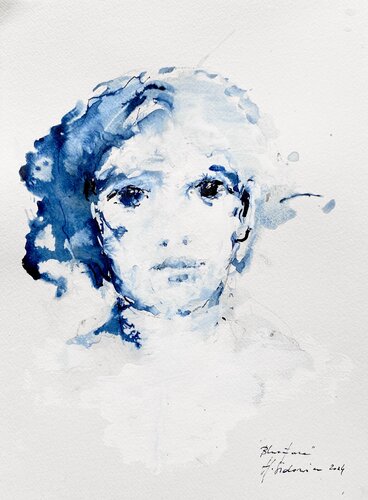 PORTRAIT BLEU , 2024 by Hanna Sidorowicz, 소묘 for Sale on Singulart