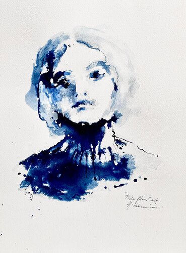VISAGE BLEU , 2024 by Hanna Sidorowicz, 소묘 for Sale on Singulart