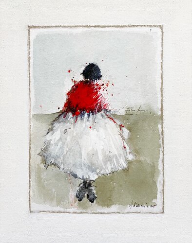 "Fille rouge" 2025 van Hanna Sidorowicz, Schilderij te koop op Singulart