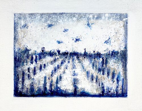 "paysage bleu" 2025 di Hanna Sidorowicz, Pittura in vendita su Singulart