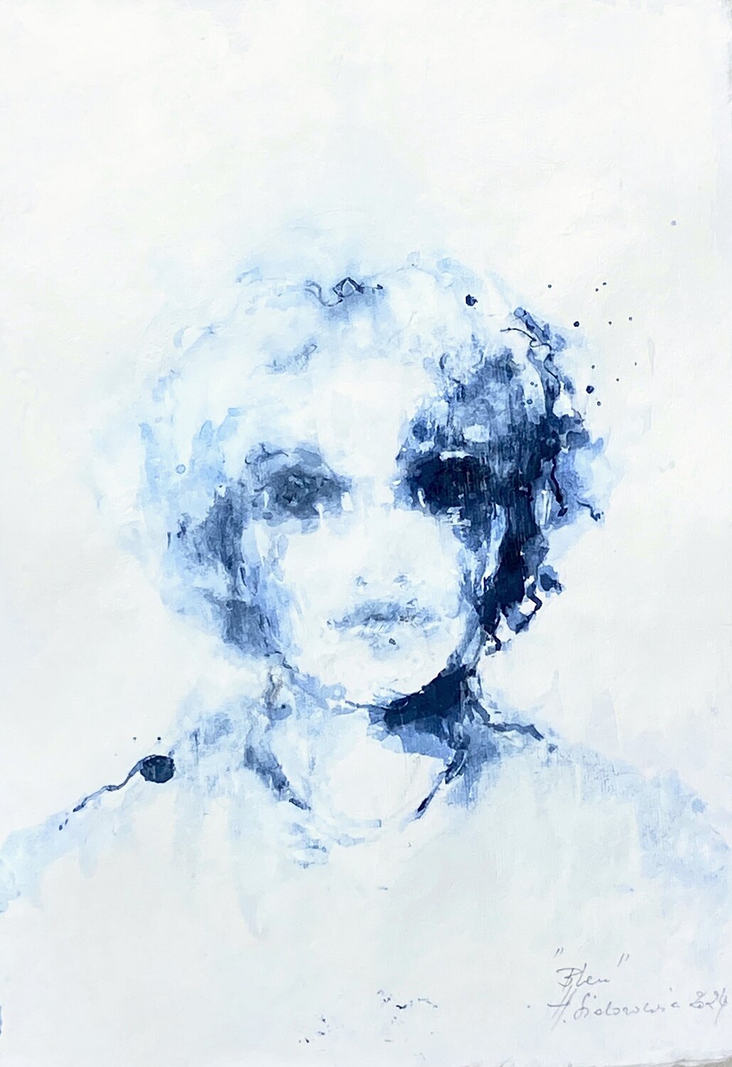 PORTRAIT BLEU , 2024 by Hanna Sidorowicz (2024) Drawing India Ink