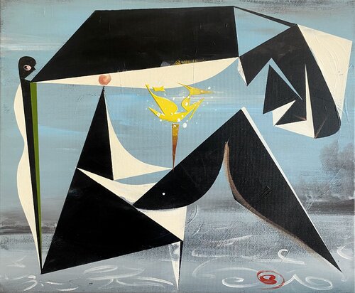 Torchlighter on the Ice van Oliver Szax, Schilderij te koop op Singulart